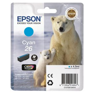 Originale Epson inkjet cartuccia orso polare Claria Premium 26 - 4.5 ml - ciano - C13T26124012