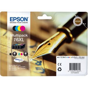 Originale Epson inkjet conf. 4 cartucce A.R. ink pigm. penna e cruc.Durab. U. 16XL - n+c+m+g-C13T16364012