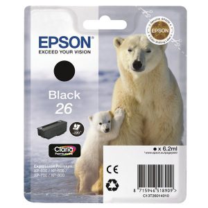 Originale Epson inkjet cartuccia ink pigm. orso polare Claria Premium 26 - 6.2 ml - nero - C13T26014012