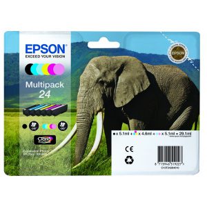 Originale Epson inkjet conf. 6 cartucce rs Claria Photo HD 24/ELEFANTE - 29,1 ml - 6 colori -C13T24284011
